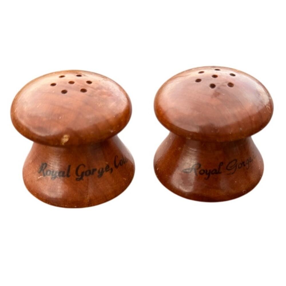 🏔️ Vintage Royal Gorge Colorado Wooden Salt & Pepper Souvenir Rustic Retro